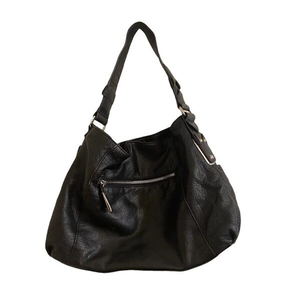 B. Makowsky Black Leather Shoulder Bag - Picture 2 of 7